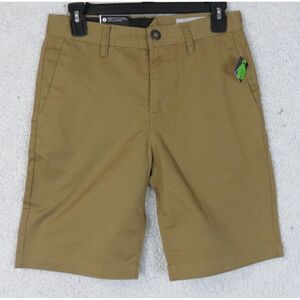 Mens Volcom Brown Shorts Size 28 Cotton Blend Casual‎ Flat Front Frickin Chino